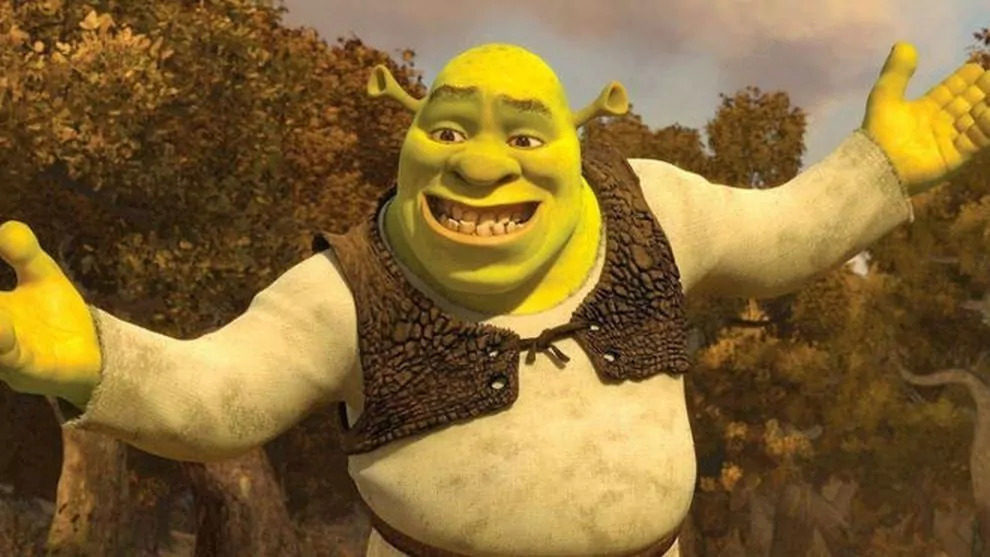 Shrek with his arms open while smiling