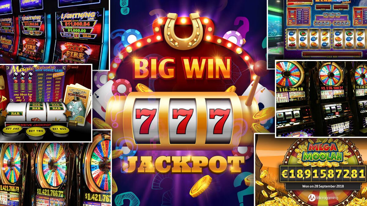 Big Win Jackpot 777 and some game screens collage