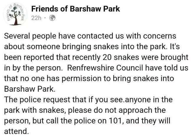Friends of Barshaw Park Facebook Group Post