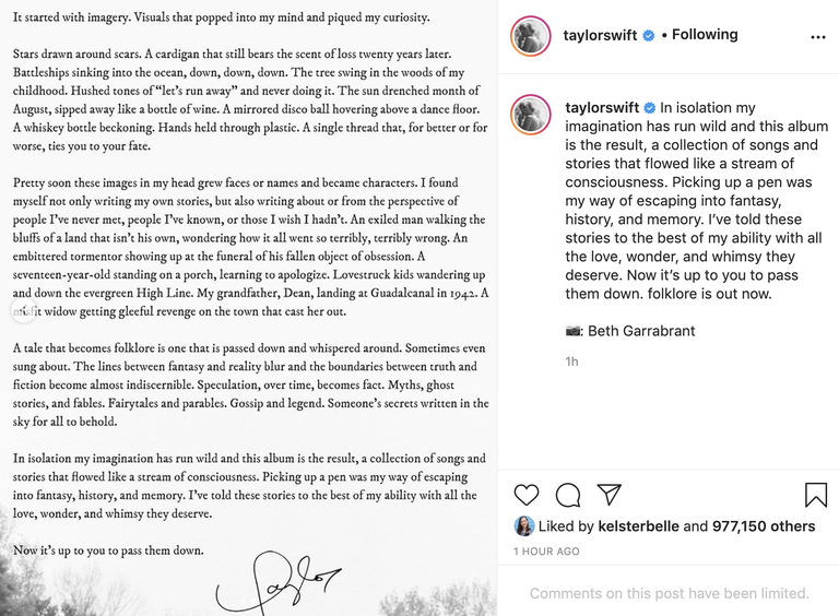 Taylor Swift's Confirmation On The Teenage Love Triangle Theory On Her Instagram Post