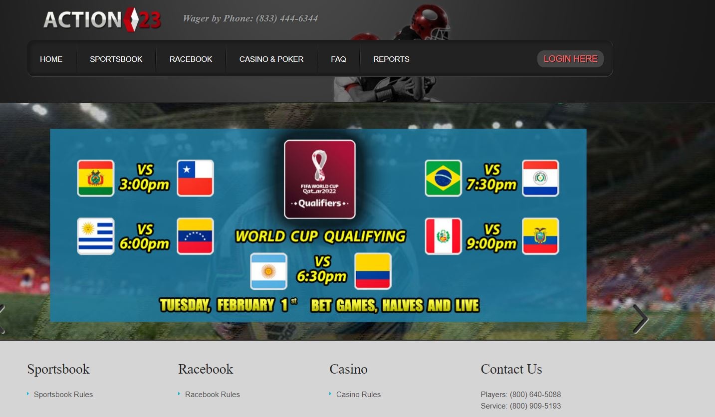 Action23 world cup qualifying page screenshot