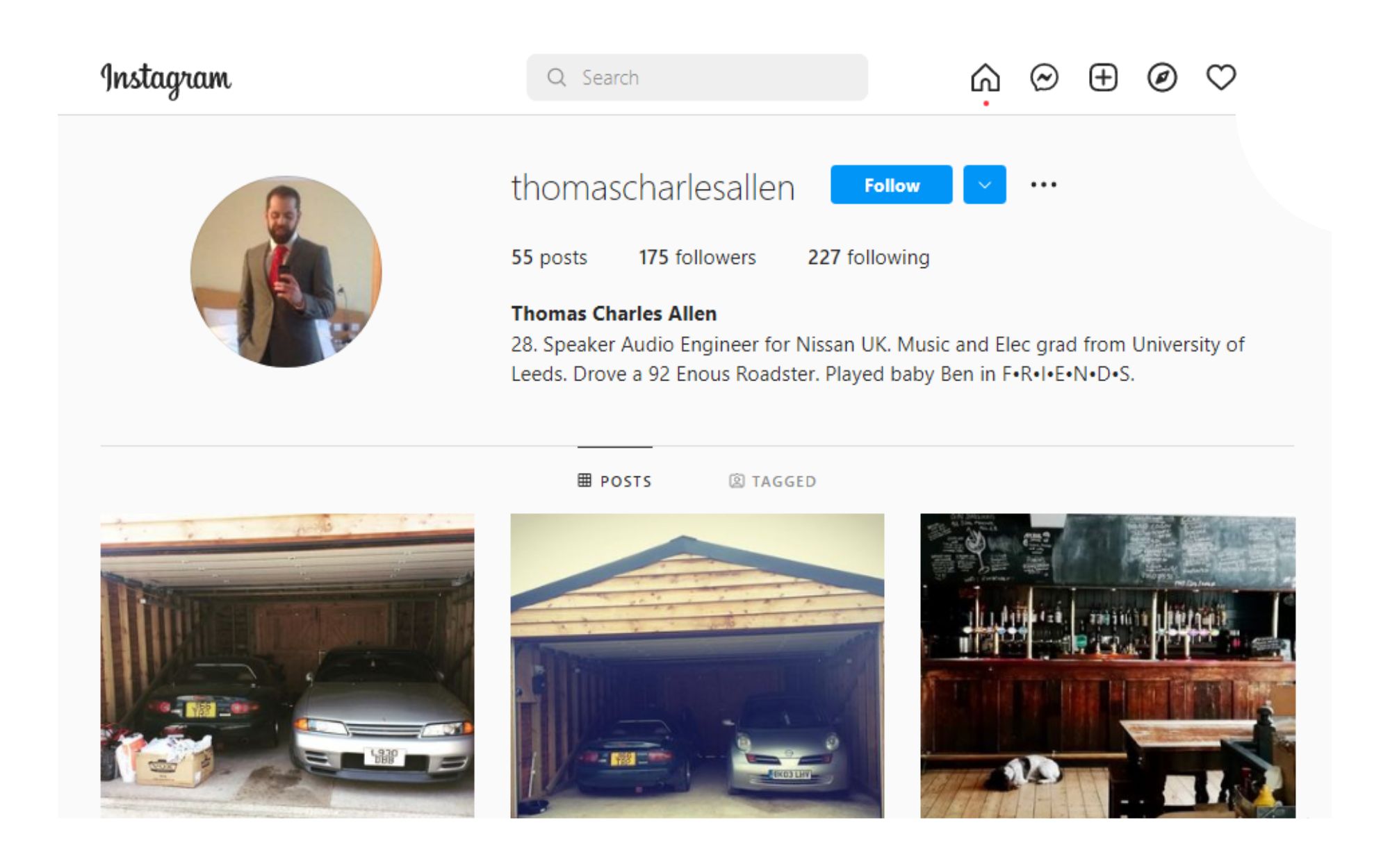 The round picture above shows Charles Thomas Allen in a formal attire, and the photos he uploaded are shown below.
