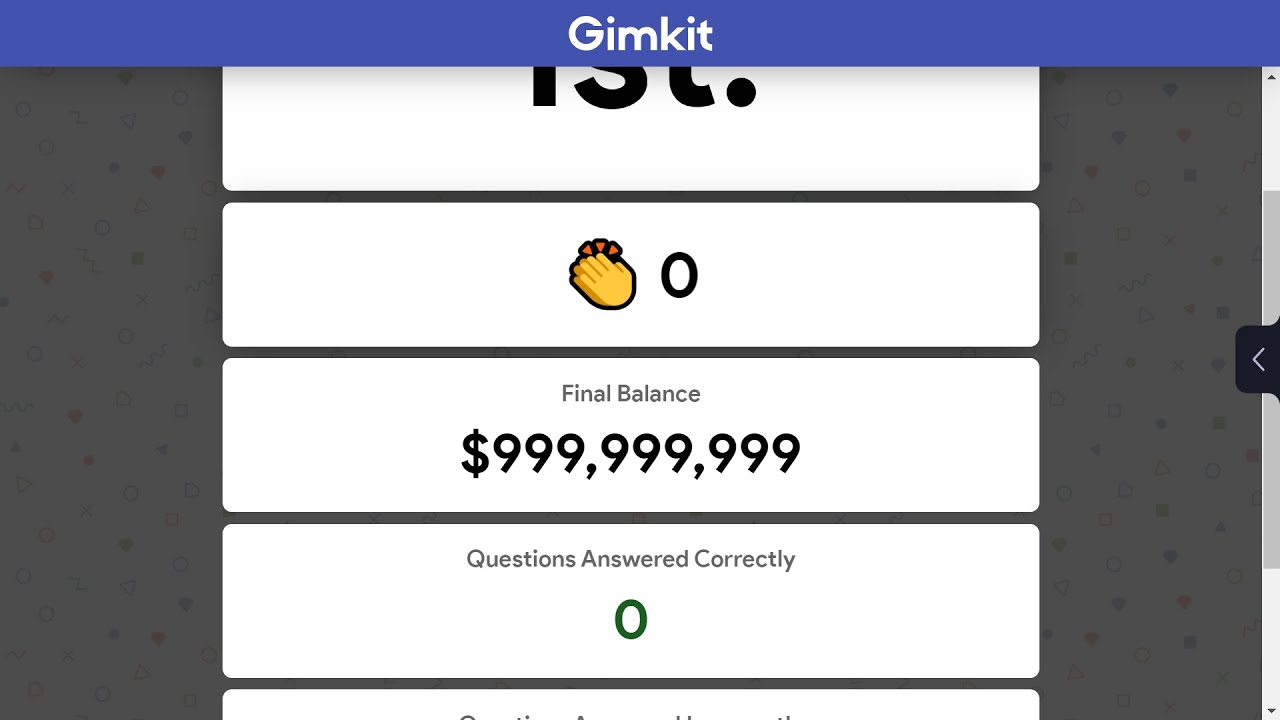 GimKit money hack showing $999,999,999 balance