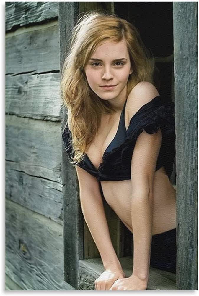 Emma Watson wearing a black bra