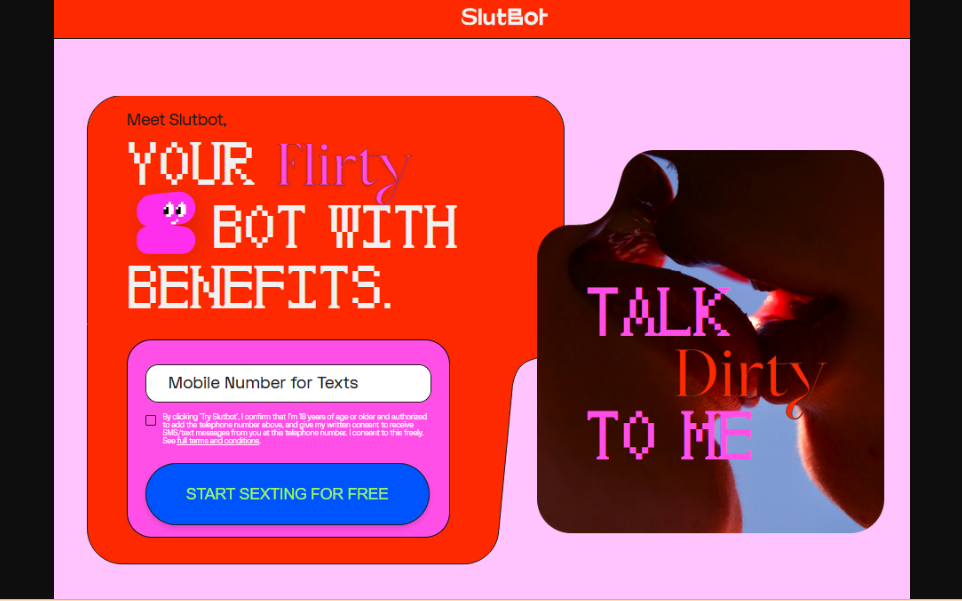 The home page of the Slutbot app