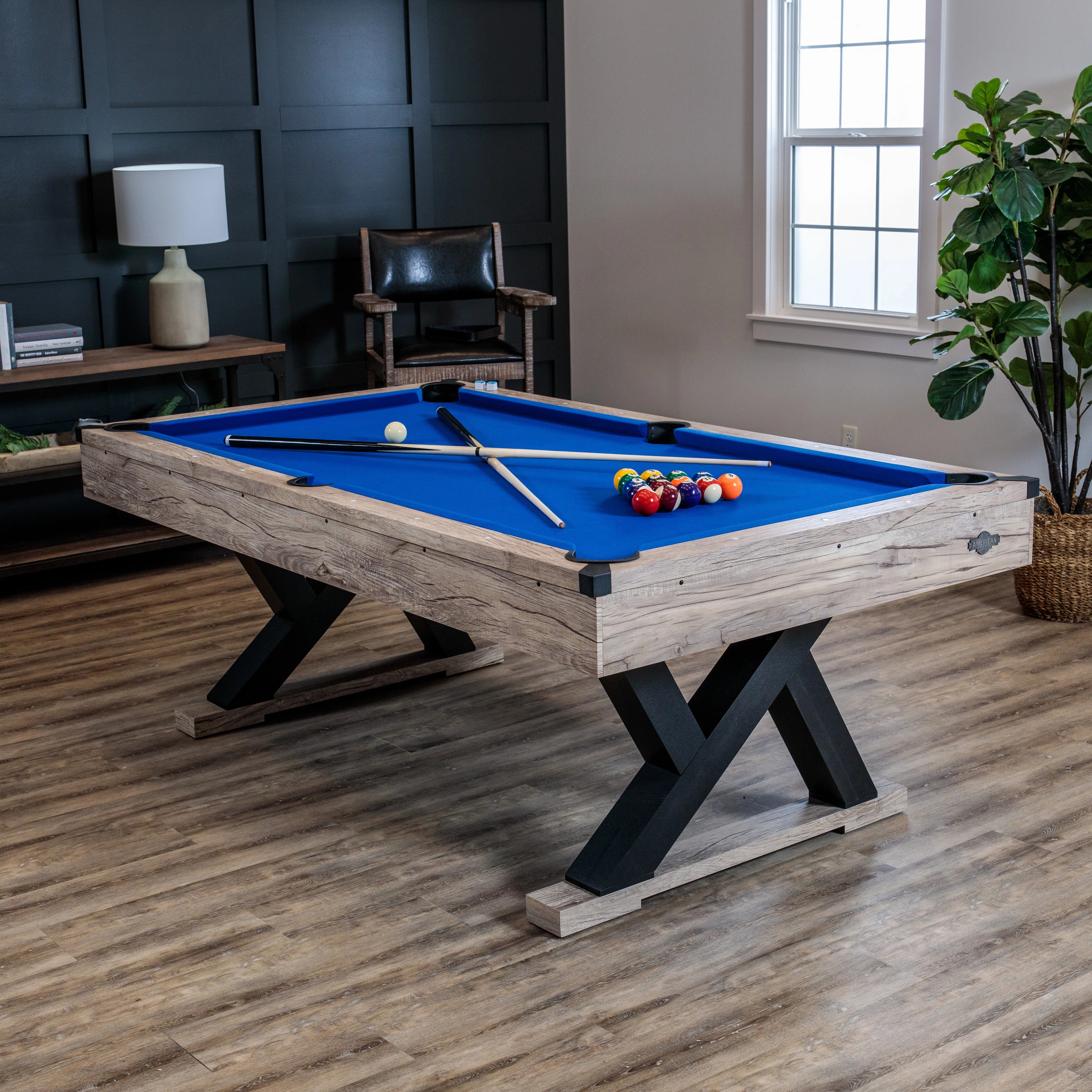 American Legend Kirkwood 7' pool table with blue base