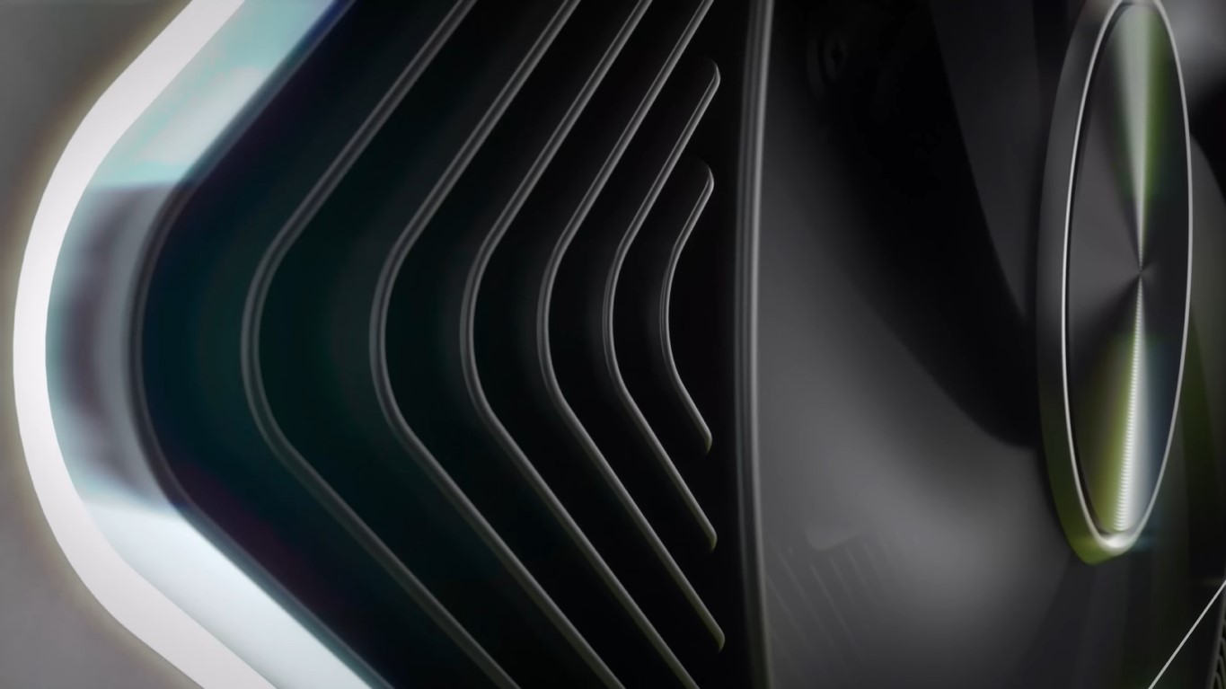 A close-up view of the fan and slits of a black NVIDIA GeForce driver
