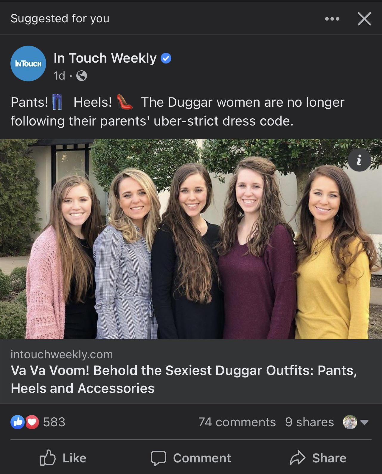 A media post about some members of Duggar family