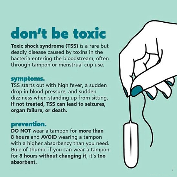 Infographic on how tampons can cause of toxic shock syndrome.