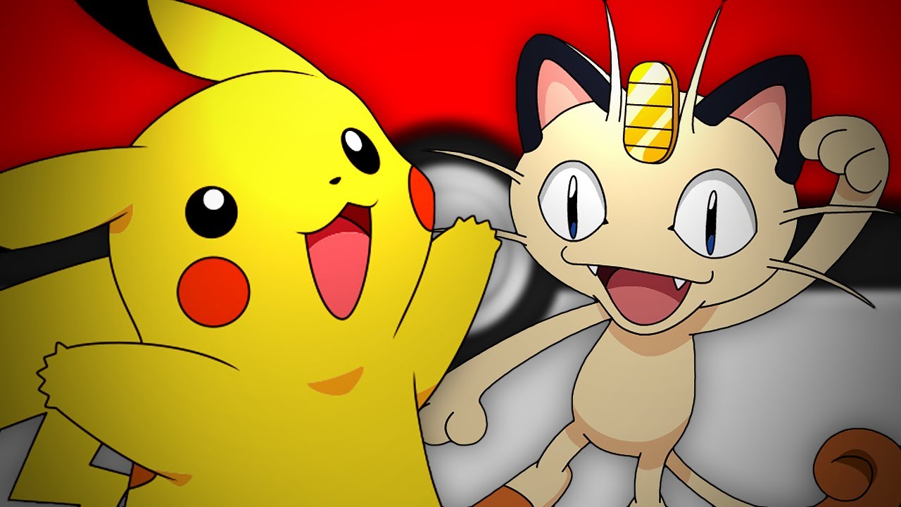Pikachu And Meowth smiling together
