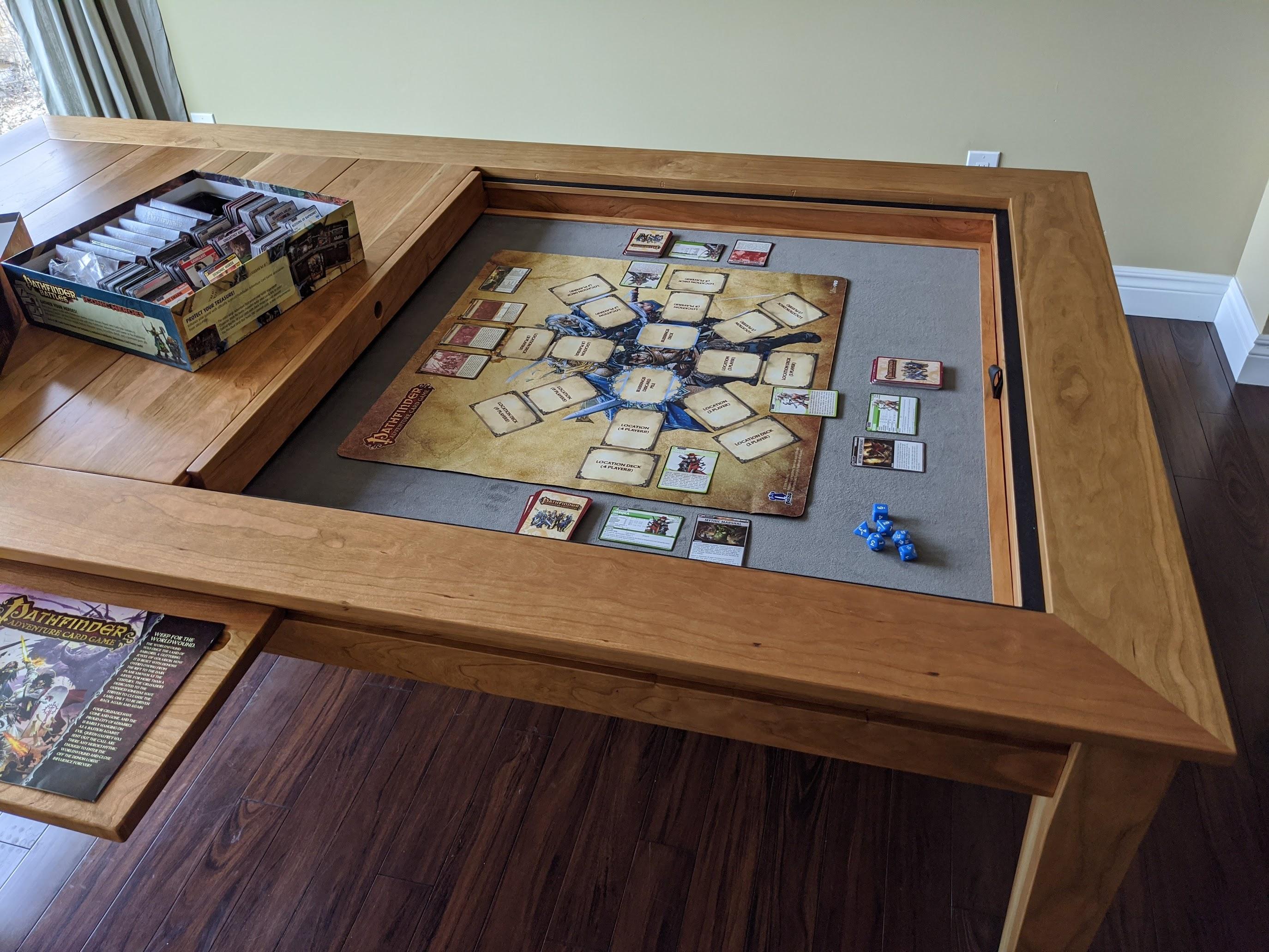 Wooden board game table in a room