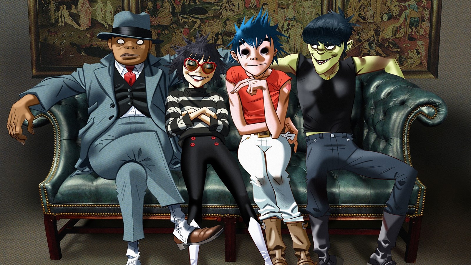 The members of the Gorillaz rock band in anime