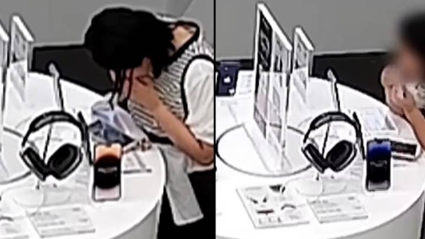 Chinese Woman Bites Through Anti-theft Cable To Steal IPhone 14 Plus