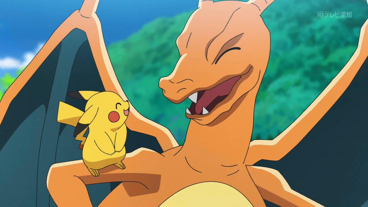 Pikachu And Charizard smiling