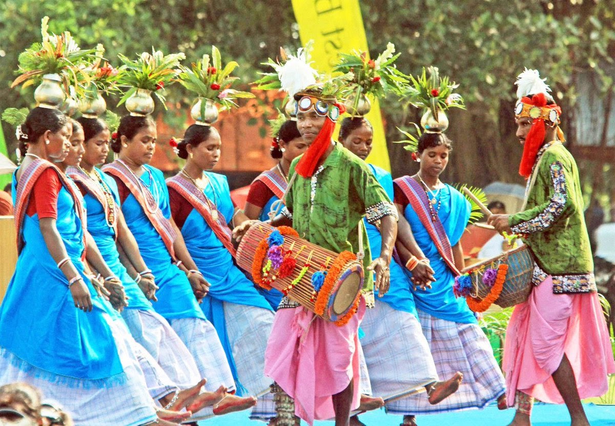 Indian tribal people dancing