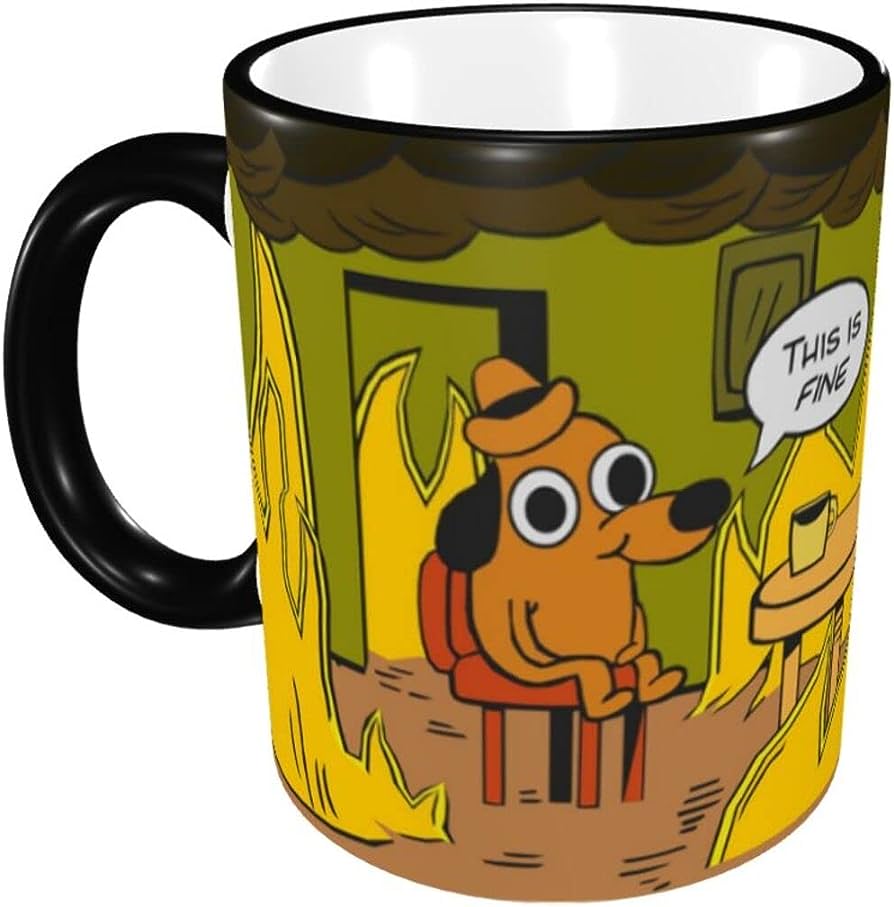 Black This Is Fine coffee mug