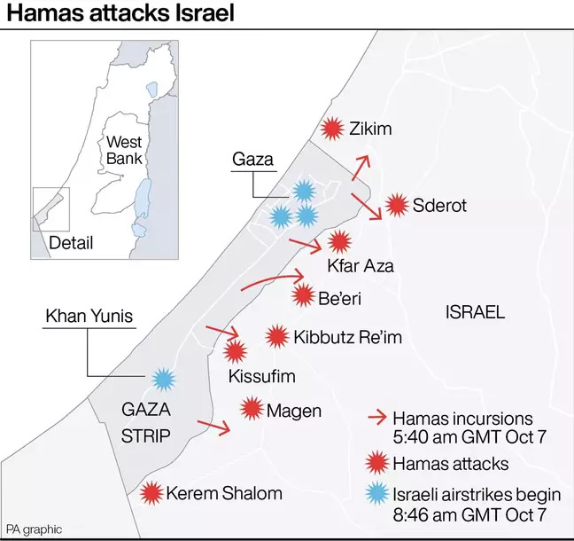 Hamas launched multiple attacks on Israel, followed by Israeli retaliatory airstrikes.