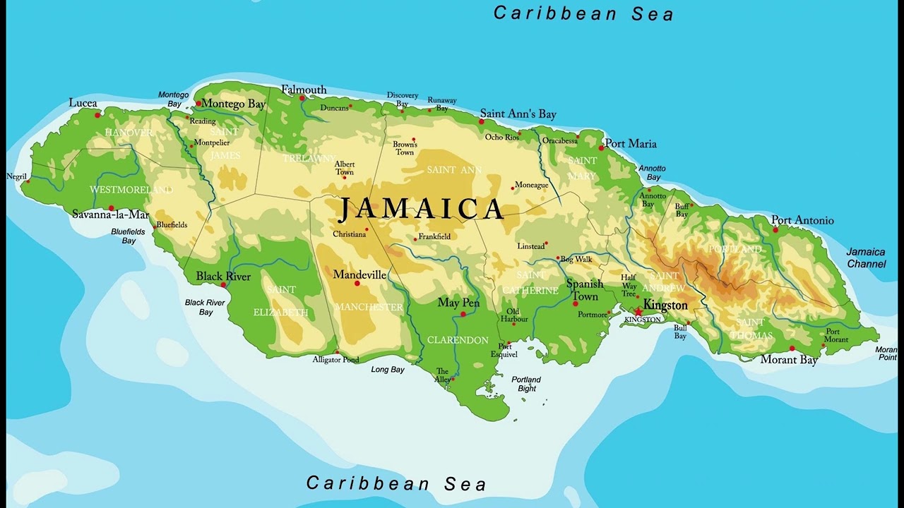 The map of Jamaica