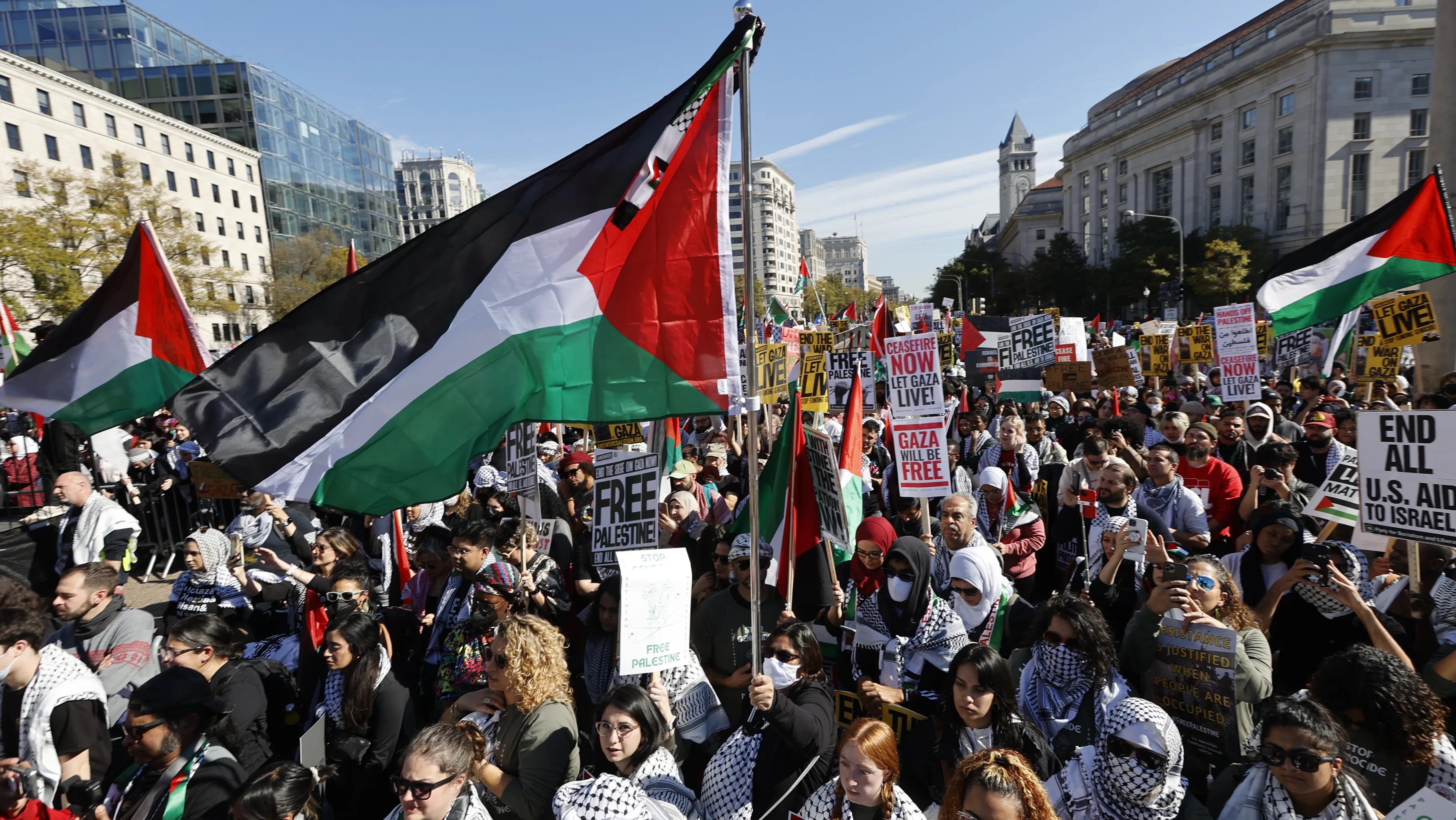 Thousands Of Protesters Gather In US As Israel Continuously Bombs Gaza For Almost A Month