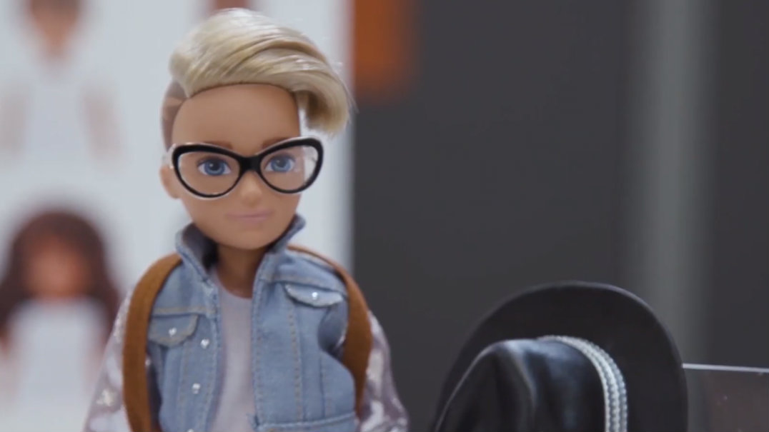Gender-Neutral Barbie wearing a denim jacket