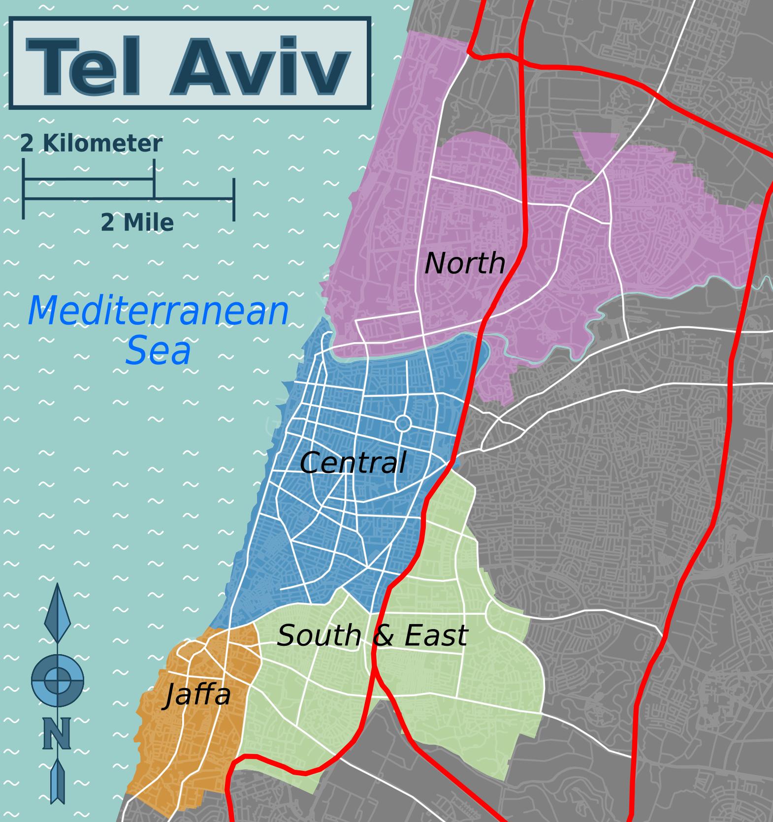 Map of Tel Aviv