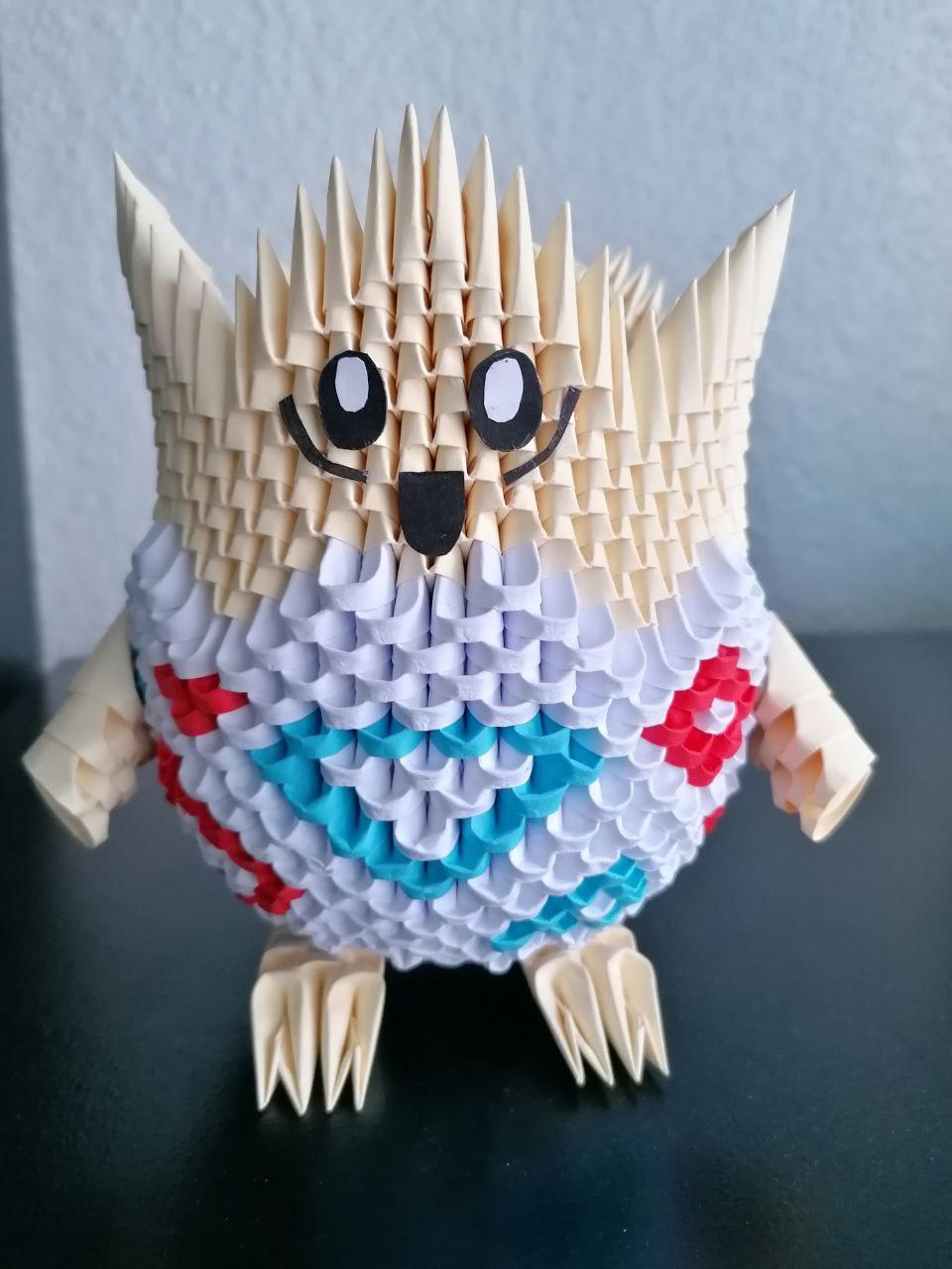 An owl made of colored paper