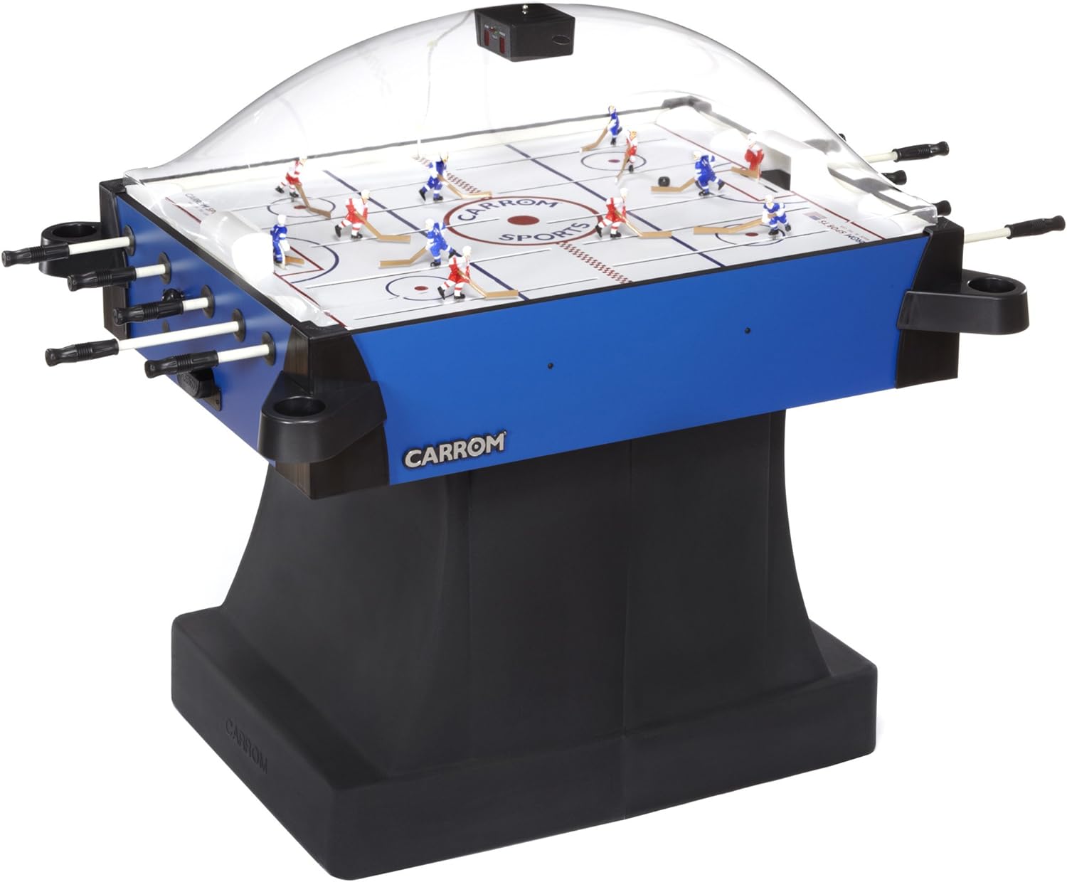 Black and blue Carrom 435.01 Signature Stick Hockey Table With Pedestal